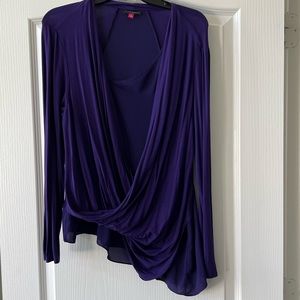 Dark purple asymmetrical long sleeve Vince Camuto top Size large
